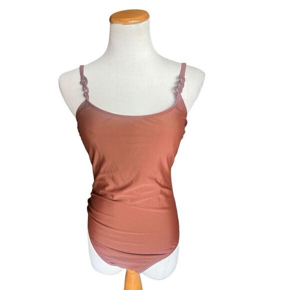 New Womens Kona Sol Brown Chain Link Medium Coverage One Piece Swimsuit - Sz M - Picture 4 of 4